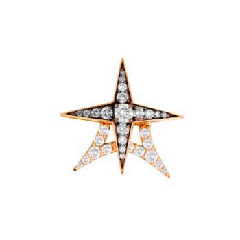 STAR Stud Earrings in 18K Rose Gold and Studded with White and Brown Diamonds