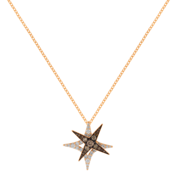 STAR Necklace in 18K Rose Gold and Studded with White and Brown Diamonds