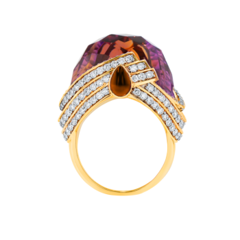 TURBAN AMETRINE & DIAMOND RING IN 18K ROSE GOLD