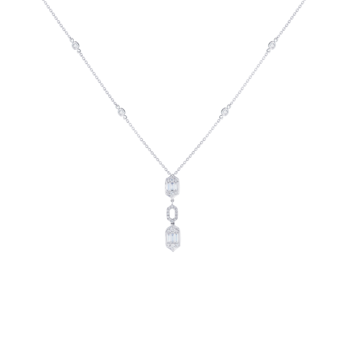 Palace Baguette Cut Diamond Necklace 18K White Gold