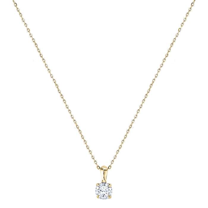 Gaia Solitaire 1 Carat Diamond Pendant Chain in 18K Yellow Gold