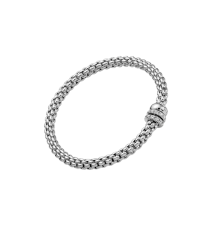 FOPE  SOLO FLEX'IT BRACELET WITH THREE RONDELS AND DIAMOND PAVÉ