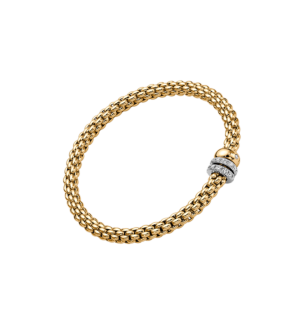 FOPE  SOLO FLEX'IT BRACELET WITH THREE RONDELS AND DIAMOND PAVÉ