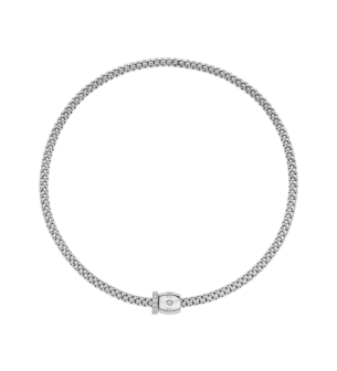 FOPE  SOLO FLEX'IT NECKLACE WITH ORNAMENTAL CLASP AND DIAMOND PAVÉ