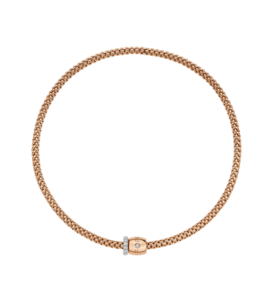 FOPE  SOLO FLEX'IT NECKLACE WITH ORNAMENTAL CLASP AND DIAMOND PAVÉ