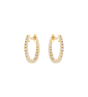 Djula Graphique Diamond 1.3 cm Hoop Earrings in 18K Gold