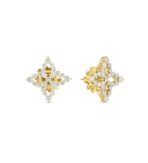 Diamond Princess earrings in 18kt yellow gold with diamonds.