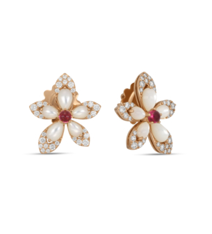 Tiarè earrings in 18kt rose gold with diamonds.