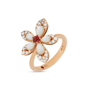 Tiarè ring in 18kt rose gold with diamonds.