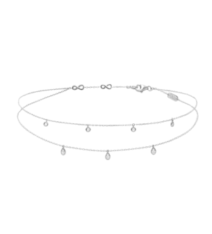 Djula Diamond Multi Pear Double Chain Choker in 18K White Gold