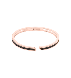 Alif Mosaic Black Jade Bangle In 18K Rose Gold