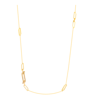 Alif Unity Long Tin Cup Necklace 18K Yellow Gold & Diamond 