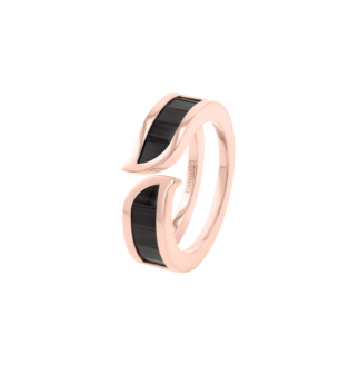 Alif Mosaic Black Jade Ring In 18K Rose Gold