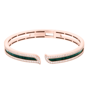 Alif Mosaic Malachite & Diamond Bangle In 18K Rose Gold