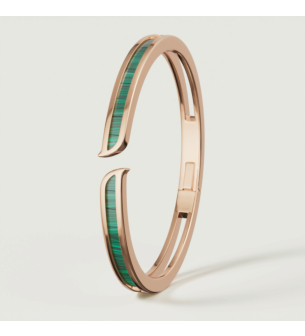 سوار صلب ألِف موزاييك مُرصّع بأحجار الملكيت من الذهب الوردي عيار 18 قيراط