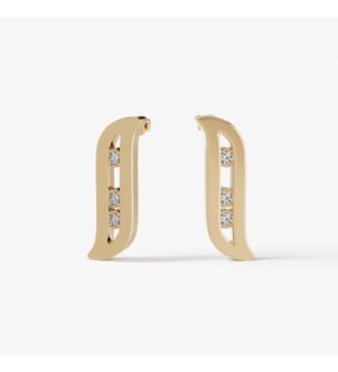 أقراط ألف بريليانس من الذهب الأصفر عيار 18 قيراطا والألماس 