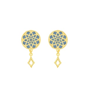 Amelia Madinah 18k Yellow Gold Sky Blue Mother of Pearl Earrings