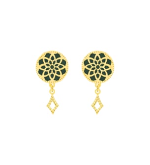 Amelia Madinah 18k Yellow Gold Emerald Green Mother of Pearl Earrings