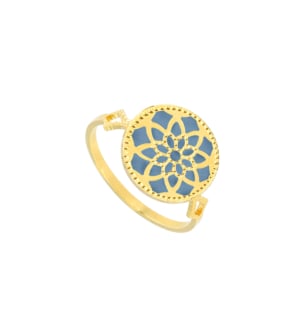 Amelia Madinah 18k Yellow Gold Sky Blue Mother of Pearl Ring