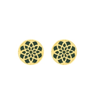 Amelia Madinah 18k Yellow Gold Emerald Green Mother of Pearl Earrings