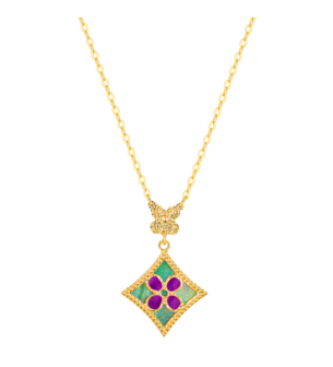 Amelia Versailles Garden Star Double Sided Necklace in 18K Yellow Gold