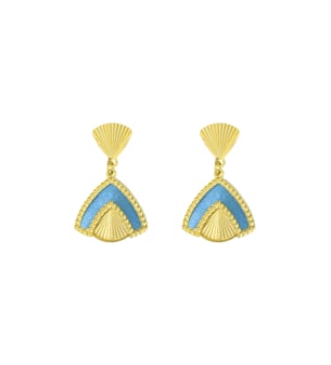 Amelia Cairo Coloured Mother Of Pearl Drop Earrings in 18K Yellow Gold