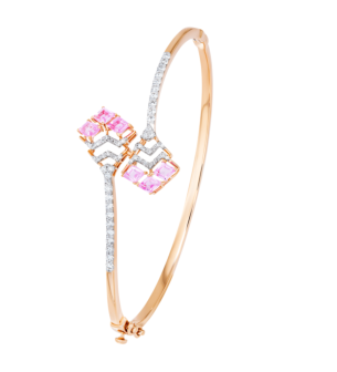 Ananya 18k Rose Gold Diamond and Pink Tourmaline Oval Bangle 