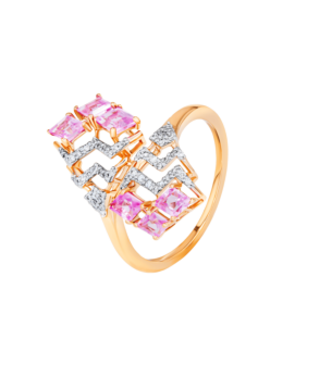 Ananya 18k Rose Gold Diamond and Pink Tourmaline Ring 