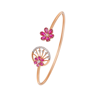 Ananya Diamond & Ruby Bangle in 18K Gold