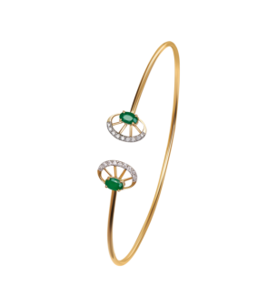 Ananya Diamond & Emerald Bangle in 18K Gold