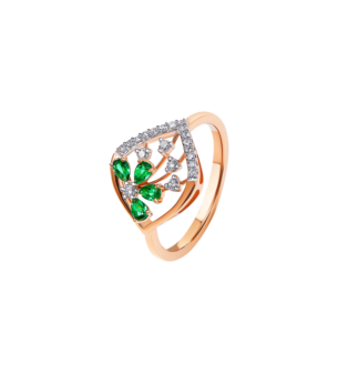 Ananya Diamond & Emerald Ring in 18K Gold