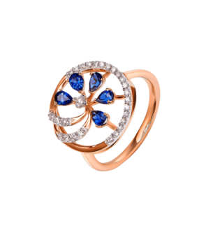 Ananya Diamond & Blue Sapphire Ring in 18K Gold