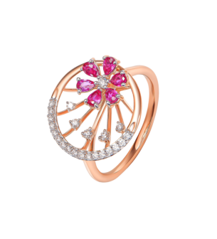 Ananya Diamond & Ruby Ring in 18K Gold