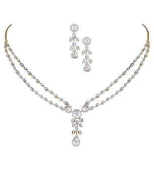 Ananya 18K Gold Diamond Necklace & Earrings Set