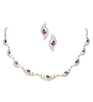 Ananya 18K Gold Diamond & Rhodolite Necklace & Earrings Set