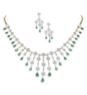 Ananya 18K Gold Diamond & Green Onyx Necklace & Earrings Set