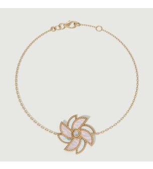 Farfasha Bliss 18k Yellow Gold Diamond & White and Pink Mother of Pearl Bracelet