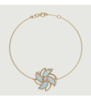 Farfasha Bliss 18k Yellow Gold Diamond & White and Blue Mother of Pearl Bracelet