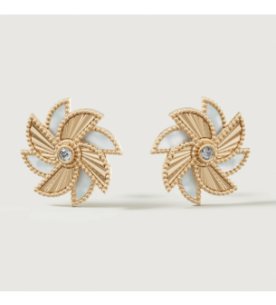 Farfasha Bliss 18k Yellow Gold Diamond & White Mother of Pearl Earrings