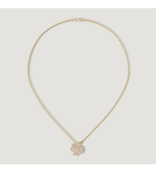 Farfasha Bliss 18k Yellow Gold Diamond & White and Pink Mother of Pearl Necklace