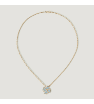 Farfasha Bliss 18k Yellow Gold Diamond & White and Blue Mother of Pearl Necklace