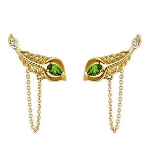 Carrera Y Carrera Earrings "Mistral" Mini 18Kt Yellow Gold, Diamonds And Cromodiopsites