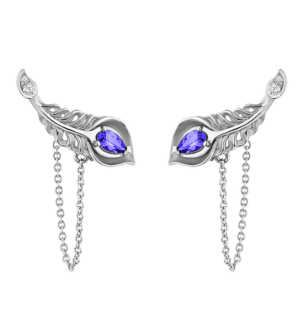 Carrera Y Carrera Earrings "Mistral" Mini 18Kt White Gold, Diamonds And Tanzanites