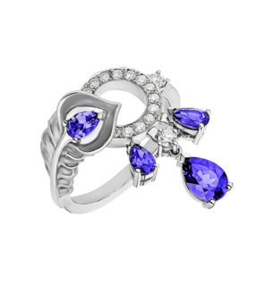 Carrera Y Carrera Ring "Mistral" 18Kt White Gold, Diamonds And Tanzanites