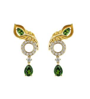 Carrera Y Carrera Earring "Mistral" 18Kt Yellow Gold, Diamonds And Cromodiopsites