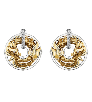 Carrera Y Carrera Earrings New Circulos De Fuego Medium 18Kt Yellow/White Gold And Diamonds