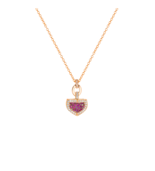 Dome Mosaic 18k Rose Gold Pink Sapphire and Diamond Necklace