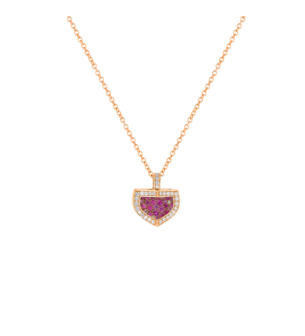 Dome Mosaic 18k Rose Gold Pink Sapphire and Diamond Necklace