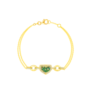 Dome Mosaic 18k Yellow Gold Peridot, Tsavorite, Emerald and Diamond Bracelet