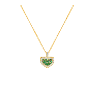 Dome Mosaic 18k Yellow Gold Peridot, Tsavorite, Emerald and Diamond Necklace